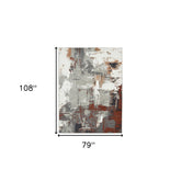6' x 9' Rust Abstract Power Loom Area Rug